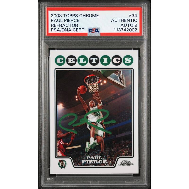 Paul Pierce 2004 Topps Chrome Refractor Signed Card #34 Auto Graded PSA 9 742003 - 8' x 11'