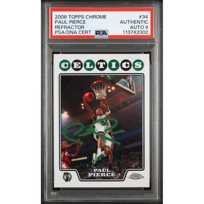 Paul Pierce 2004 Topps Chrome Refractor Signed Card #34 Auto Graded PSA 9 742003 - 8' x 11'