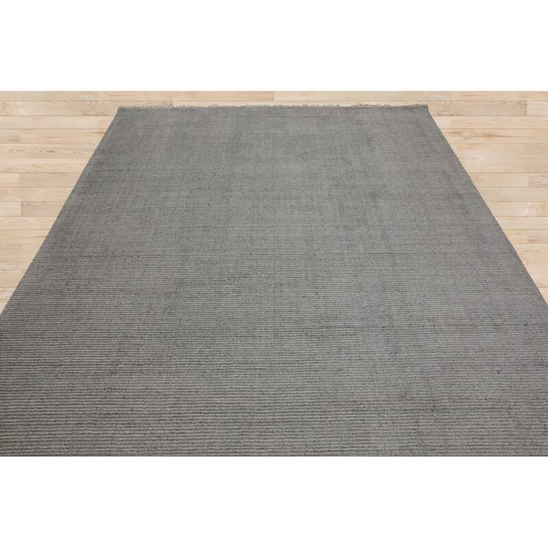 Hand Loomed Gray Ribbed Wool Modern & Contemporary Oriental Area Rug