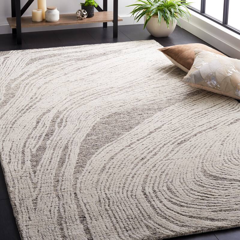 SAFAVIEH Handmade Abstract Petrea Modern Wool Rug - 4' x 6' - Rectangle