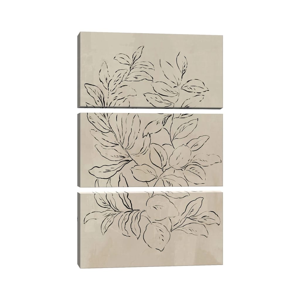 iCanvas "Outlined Leaves I" by Asia Jensen 3-Piece Canvas Wall Art Set