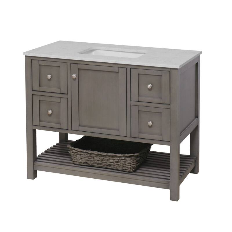 KitchenBathCollection Lakeshore 42" Bathroom Vanity with Engineered Carrara Top