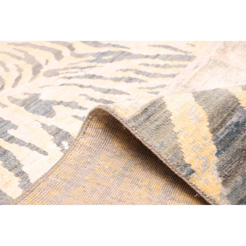ECARPETGALLERY Hand-knotted Legacy Dark Grey, Light Gold Silk, Wool Rug - 9'10 x 14'0