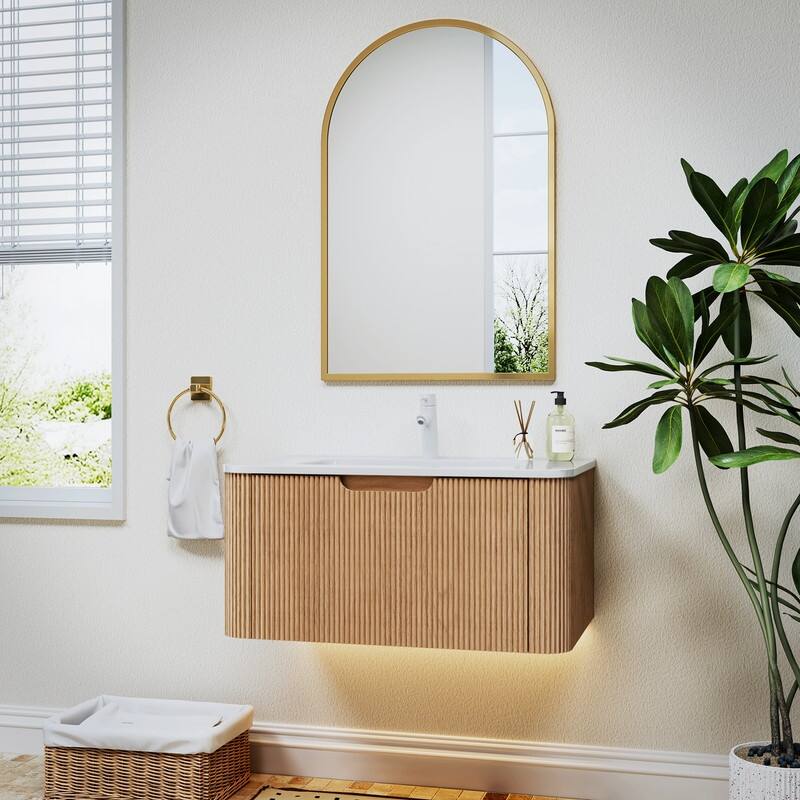 Bathroom Vanity with Top Sink Freestanding Vanity Set with Mirror