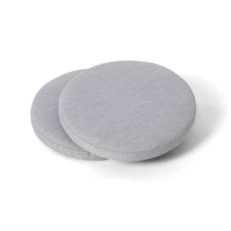 Outdoor 2-Pack 15 Inch x 1.4 Inch Gray Round Chair Seat Cushions with Straps
