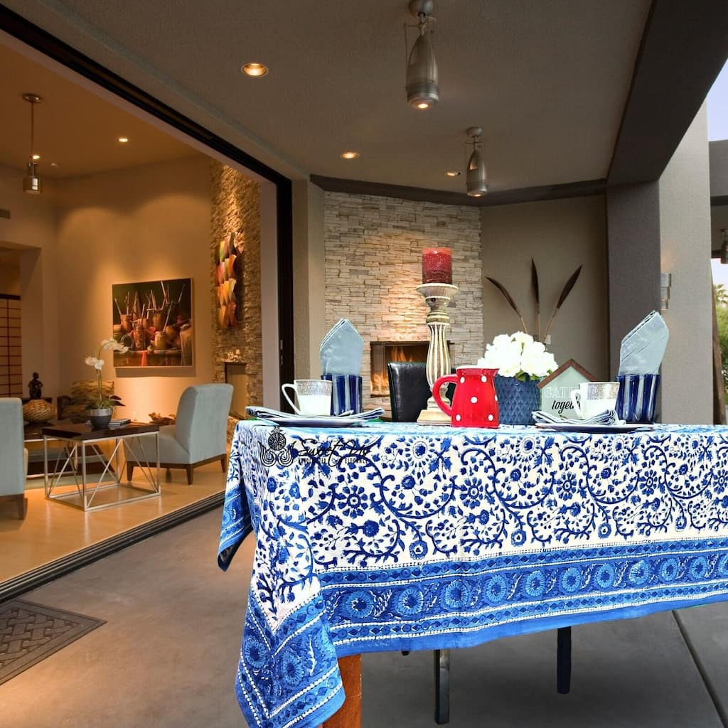 Block Print Cotton Eternal Floral Tablecloth Collection