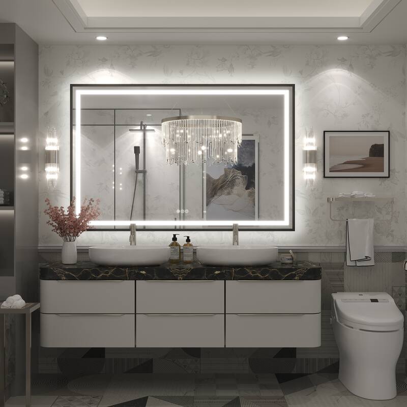KIOTEE 24V Ultra-Bright LED Bathroom Mirror, Anti-Fog, Tempered Glass