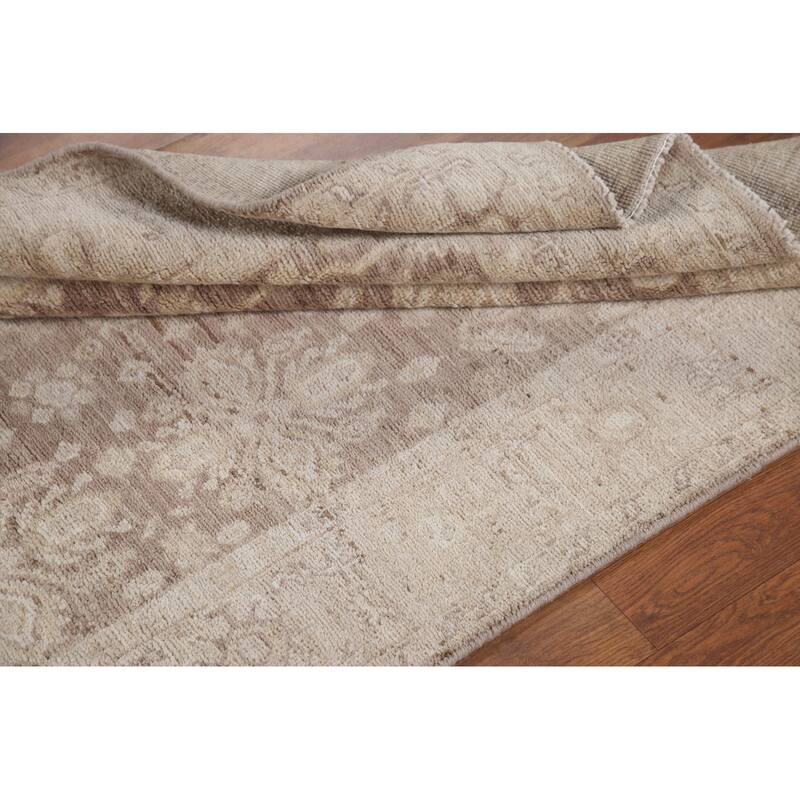 Hand Knotted Oriental 100% Wool Carpet Transitional All-Over Brown Oushak Area Rug - 6' 0'' X 3' 7''