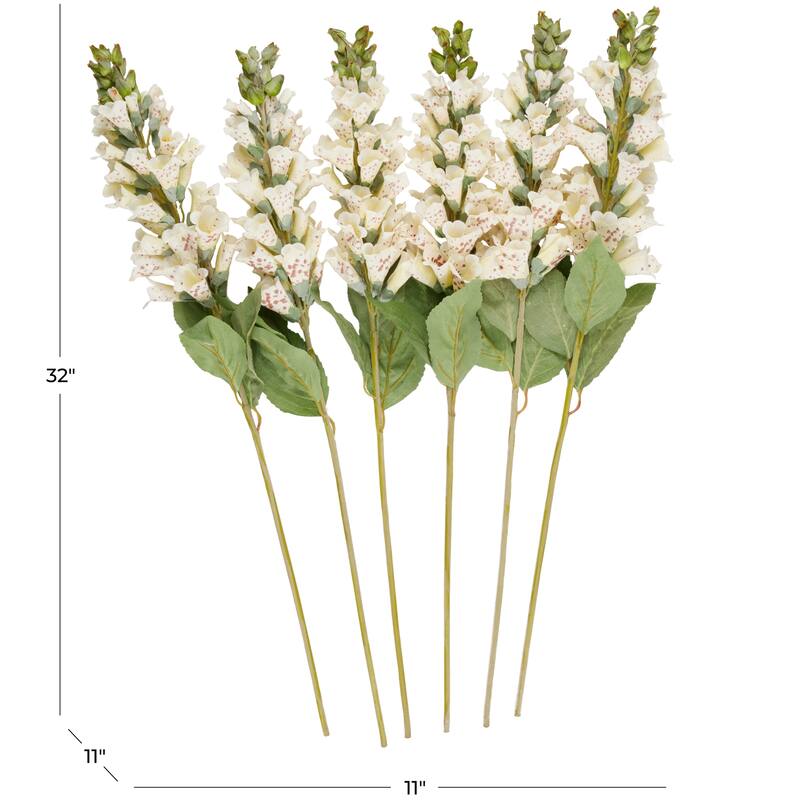 White Faux Foliage Tall Foxglove Artificial Flower Stem (Set of 8)