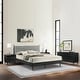 preview thumbnail 2 of 47, Artemio Black or Walnut Wood 4 Piece Bedroom Set with Grey Upholstered Headboard Black - King