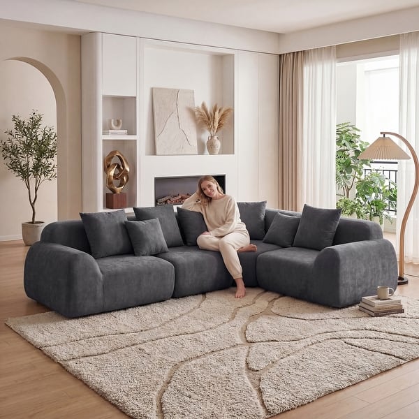 Oversized Cloud Velvet Curved Sectional Couch 118', Boneless Couch With L-Shape Chaise - Bed Bath & Beyond