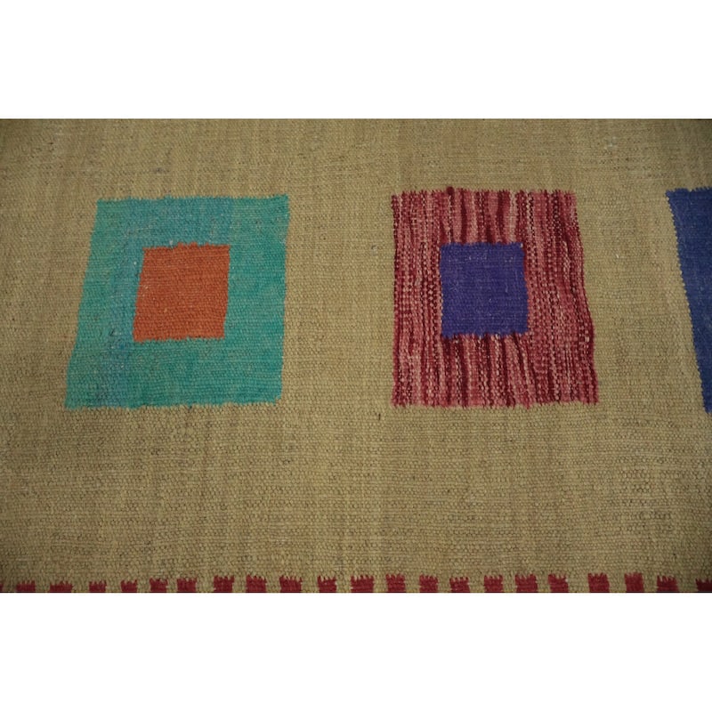 Hand Woven Oriental 100% Wool Carpet Southwestern Modern Multi-Colored Kilim Area Rug - 14' 6'' X 9' 10''
