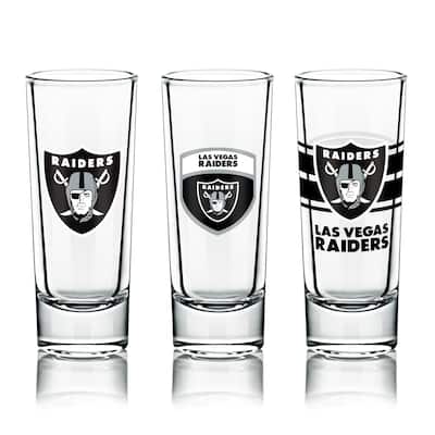 NFL Shot Glasses 6 Pack Set, Various Designs - Las Vegas Raiders