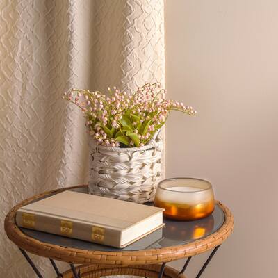 National Tree Company 11 in. Pink Lily-of-the-Valley Flowers in White Basket - 11 in