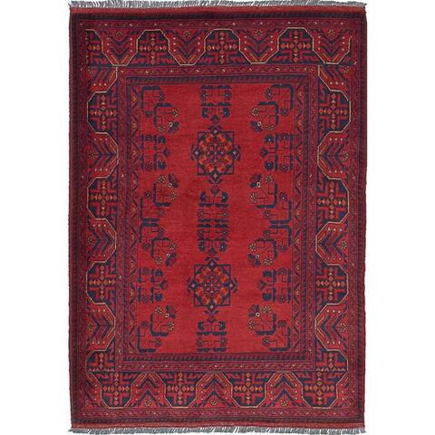 ECARPETGALLERY Hand-knotted Finest Khal Mohammadi Red Wool Rug - 3'5 x 4'10