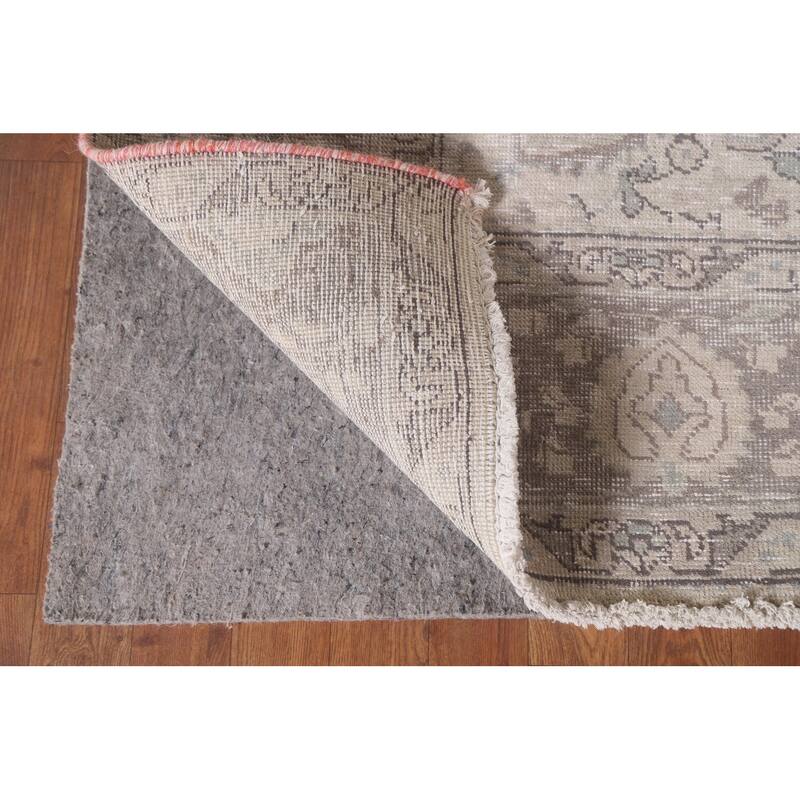 Hand Knotted Oriental 100% Wool Carpet Traditional Floral Beige & Ivories Tabriz Area Rug - 9' 3'' X 6' 4''