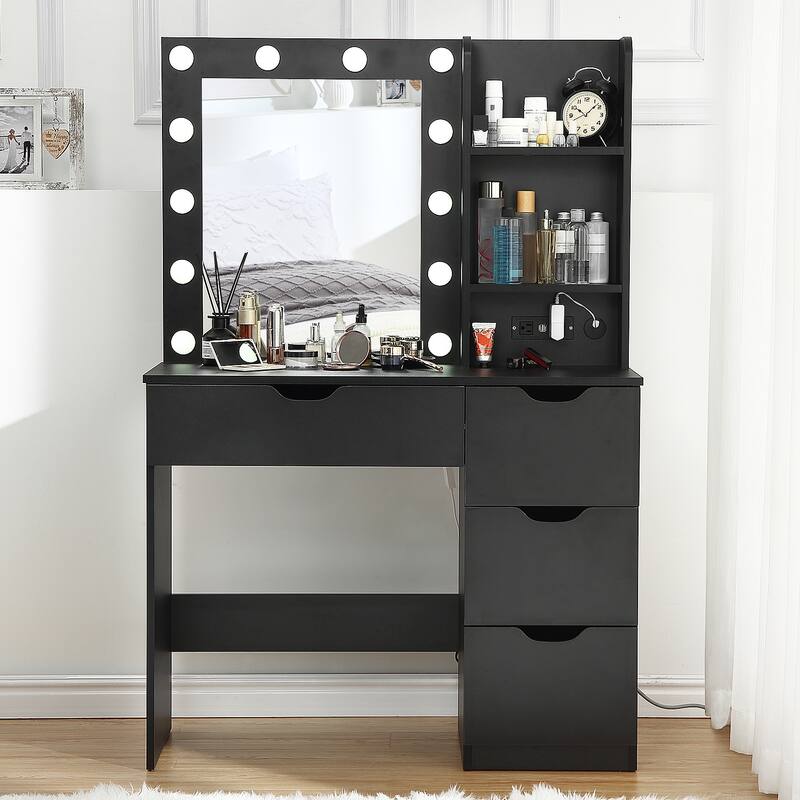 Four-drawer dressing table - Black
