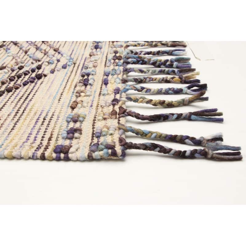 ECARPETGALLERY Braid weave Sienna Light Khaki Wool Rug - 5'0 x 7'11