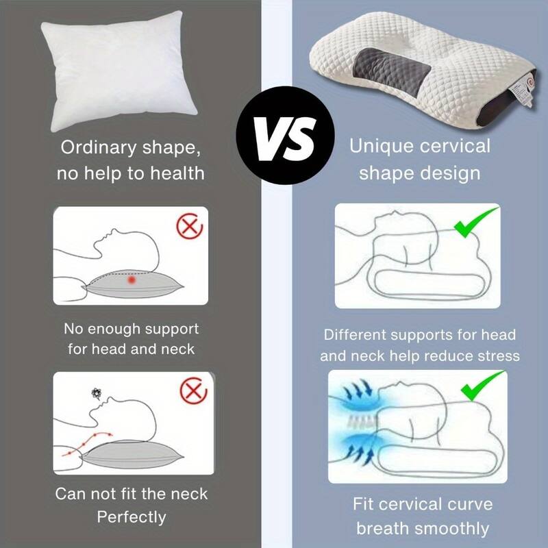 Set of 2 Neck Pillow, Standard Bed Pillow, Adaptive Pillows for Neck Pain Relief，Medium Firm Pillows for Side,Back - Beige