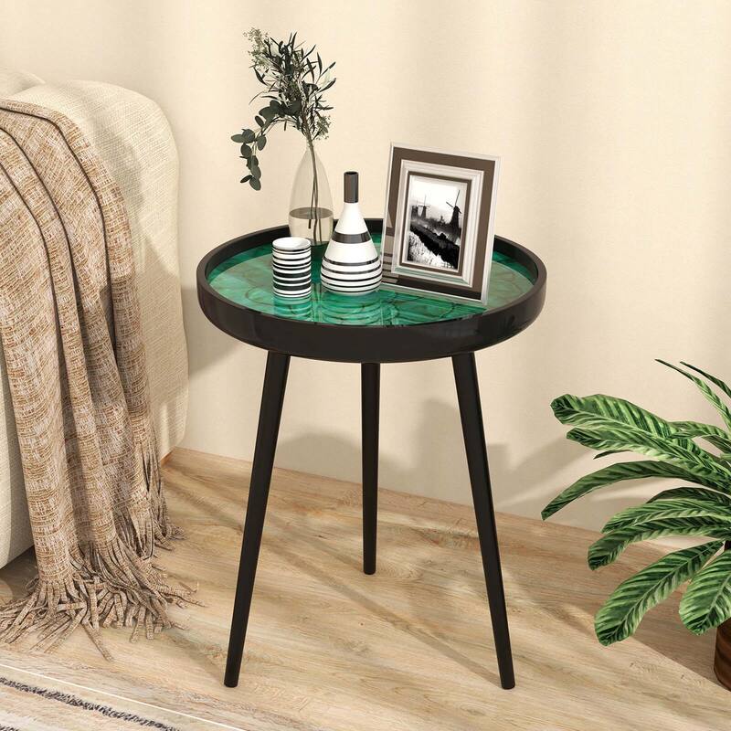 16"/20'' Outdoor Patio Side Table Round End Table w/ Sea Shell Décor