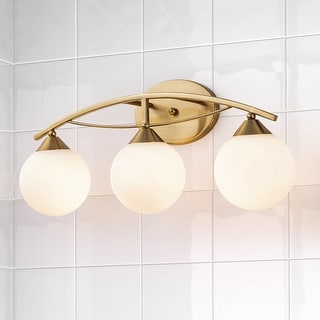 3/4-Light Dimmable Modern Brass Bathroom Vanity Light with Frosted Glass