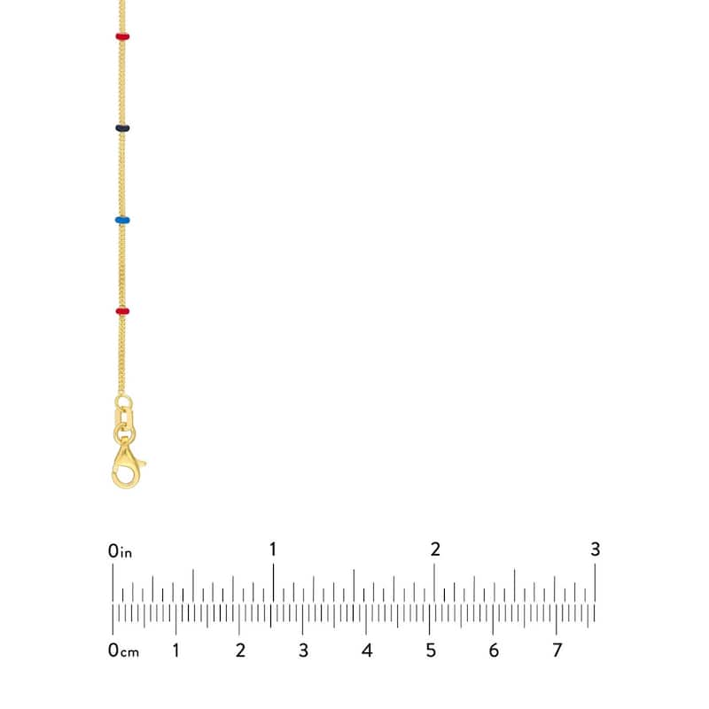 Curata 14k Yellow Gold 18" Enamel Bead Station Saturn Chain Necklace