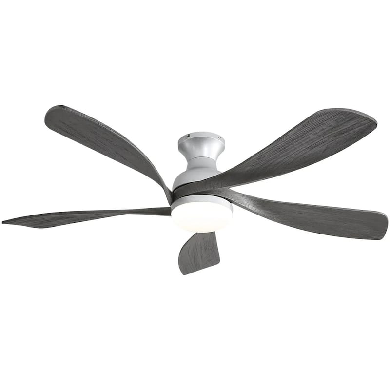 52 Inch Flush Mount Smart Ceiling Fan with Light, APP and Remote Control, Low Profile - 52 inch