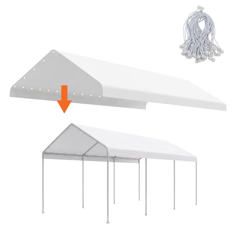 Aoodor 10 x 20 FT Carport Replacement Canopy Cover - White