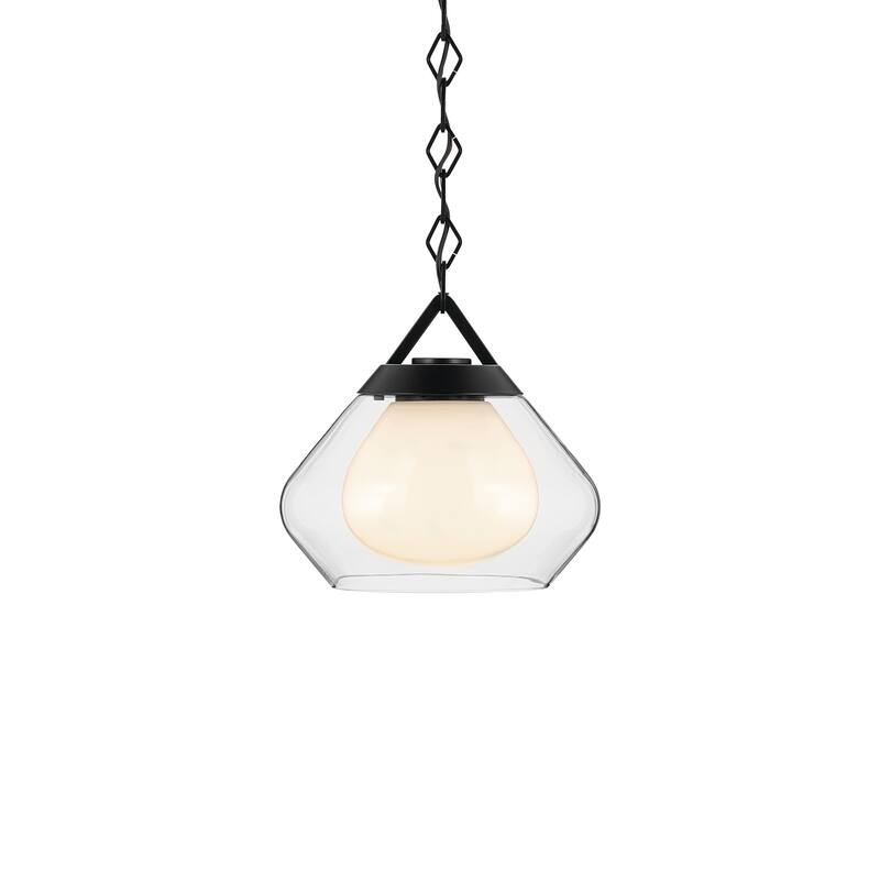 Kichler Lighting Nella 12 Inch 1 Light Pendant with Clear Outer Glass with Opal Interior Glass in Black