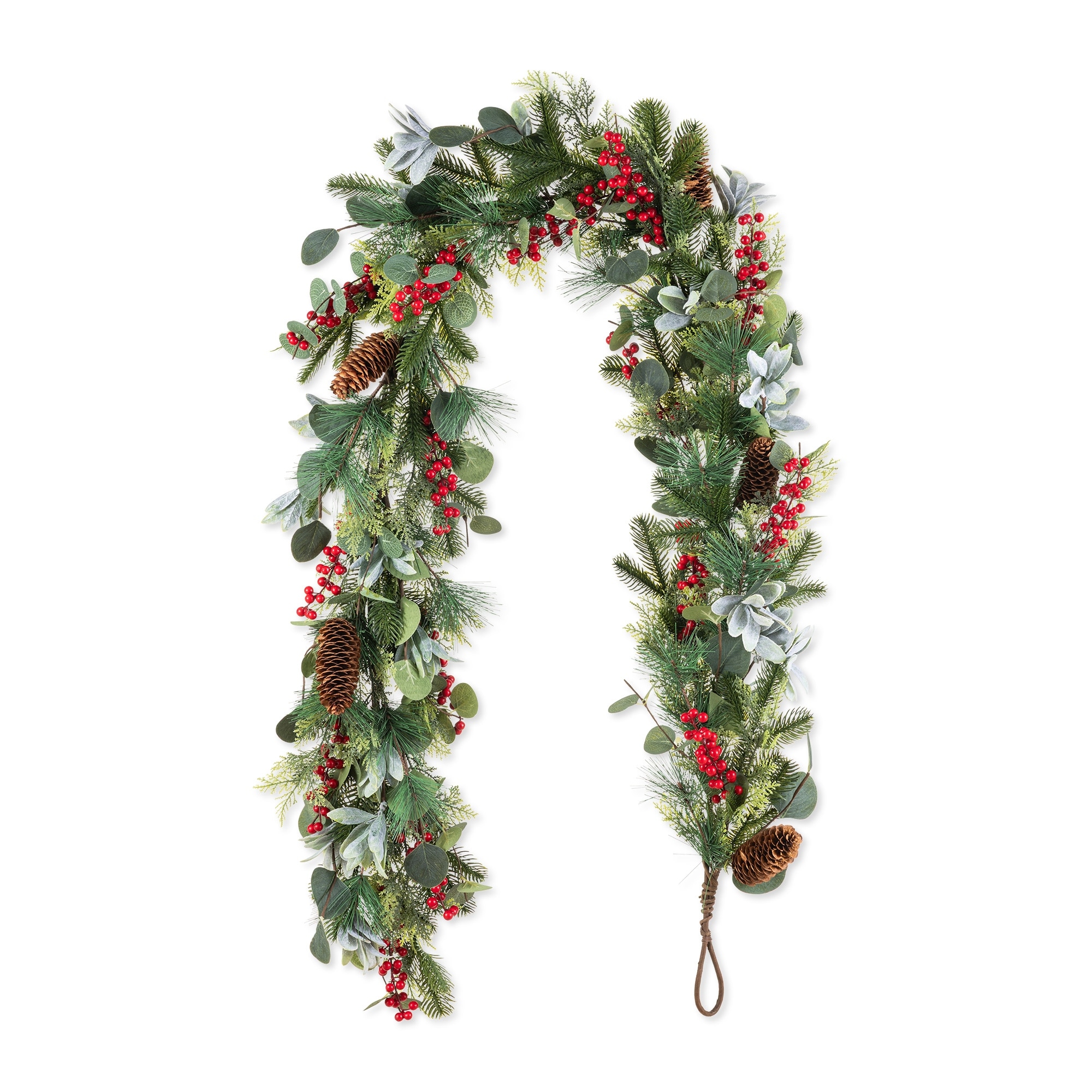Glitzhome Christmas Berry Pinecone & Bell Teardrop Garland Door Hanging Decor