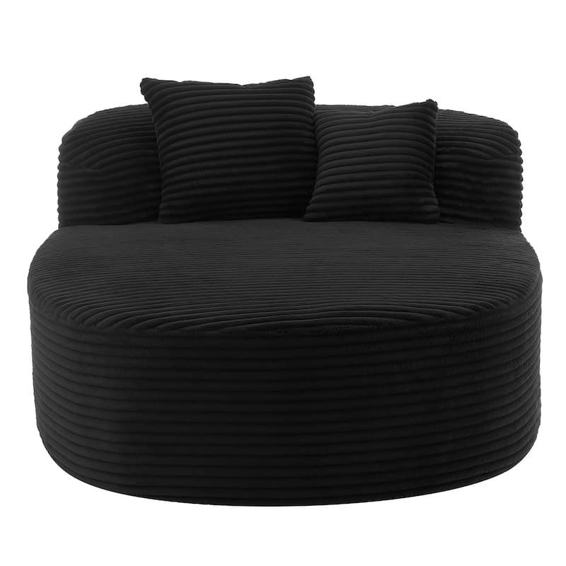51.6" Chaise Lounge Sofa Bed - Boneless Couch with 2 Pillows - Compression Design for Living Room