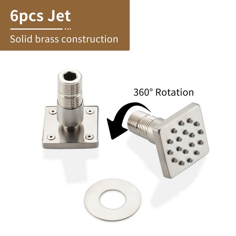 3-Function 12-Inch Ceiling-Mounted Thermostatic Shower System in Brushed Nickel with Square Shower Head