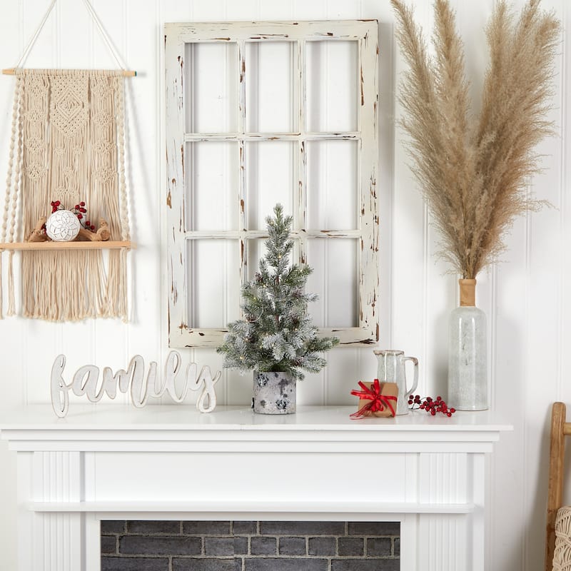 2' Pre-Lit Flocked Artificial Christmas Potted Tree, Clear LED Lights - 2 Foot