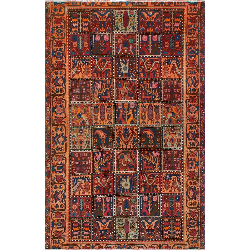 Fine Vintage Bakhtiari Annika Orange/Burgundy Rug - 5'4" x 8'11"