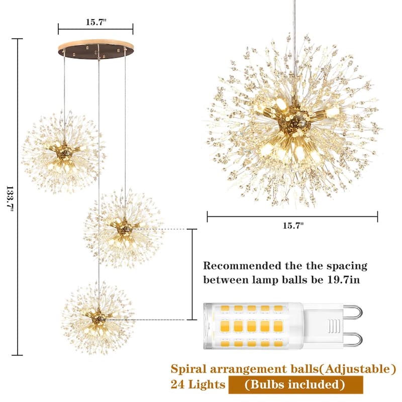 24/40-Lights Modern Glam Globe Crystal Chandelier
