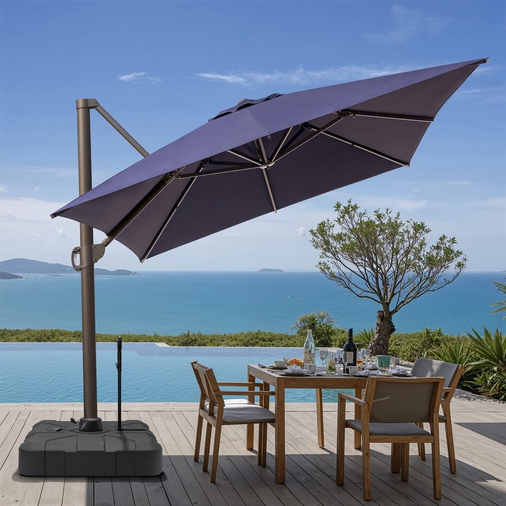 13 ft x 10 ft Luxury Outdoor Aluminum Patio Cantilever Offset Umbrella with Wheeled Base Included