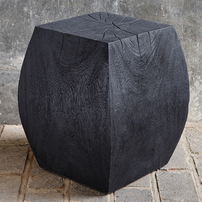 Uttermost Grove Black Wooden Accent Stool - 15 W X 17 H X 15 D (in)