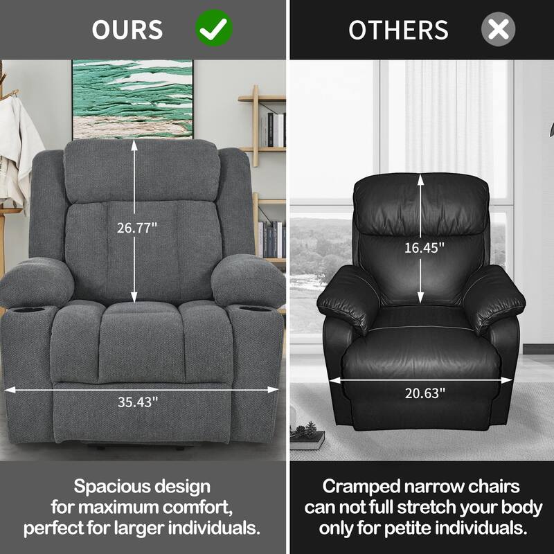 Power Lift Recliner Chair For Elderly,Fabric Lift Chairs W/ Extended Footrest With 2 Cup Holders,Side Pockets,Remote Control