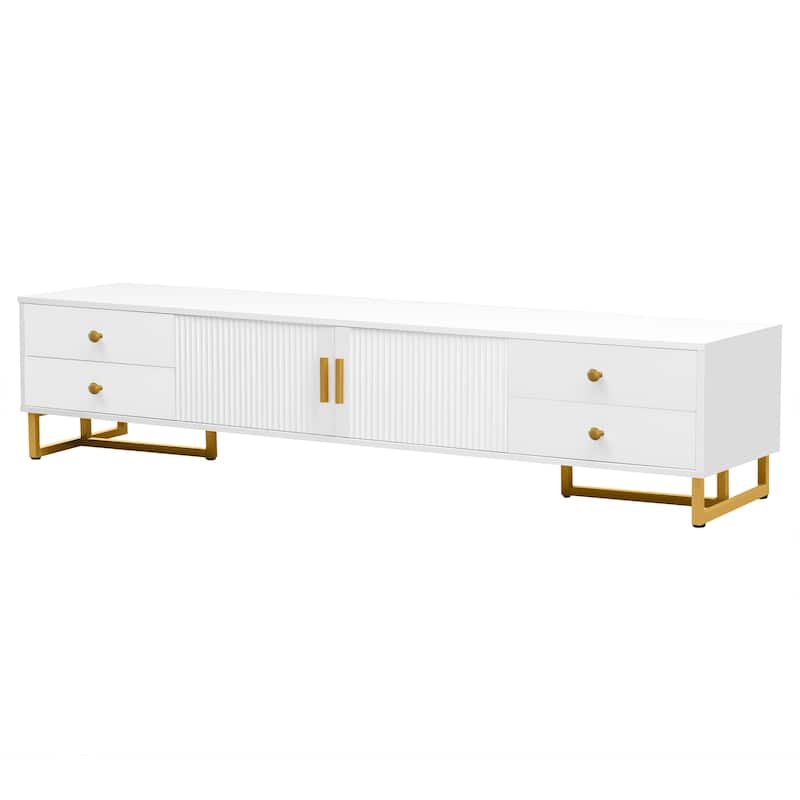 Homy Casa Modern TV Stand for 65 Inch TV White Media Console Cabinet