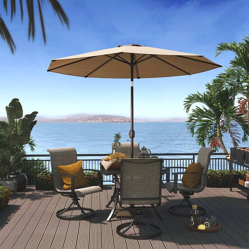 Patio 9FT Enhanced Aluminum Patio Umbrella, UV Protected outdoor Umbrella with Auto Crank and Push Button Tilt