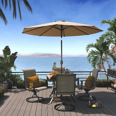 Patio 9FT Enhanced Aluminum Patio Umbrella, UV Protected outdoor Umbrella with Auto Crank and Push Button Tilt