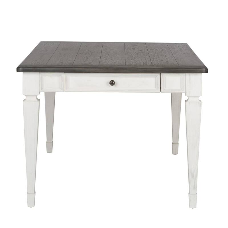 Allyson Park Wirebrushed White Charcoal Rectangular Leg Table