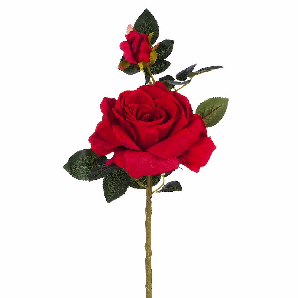 Enova Home 17" Tall Artificial Silk Open Roses Stem Fake Flowers Spray for Home Wedding Party Decoration