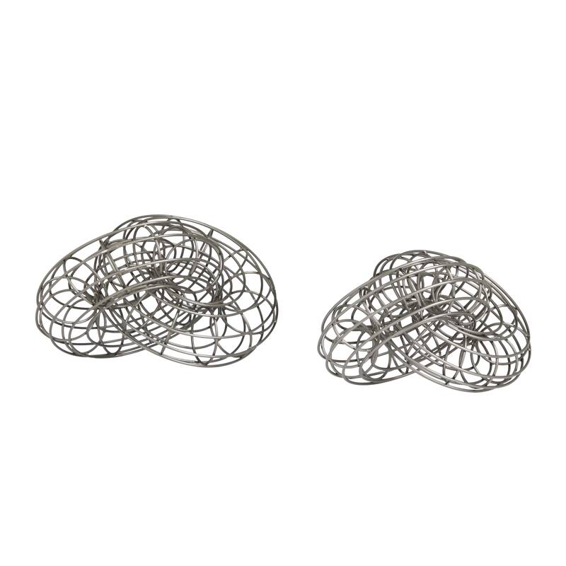 Metal Wire Chain Sculpture (Set of 2) - Gold, Silver, or Grey - S/2 12", 10"W