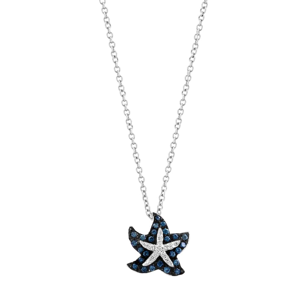 Effy Women's 14K White Gold Diamond,Black Diamond Starfish Pendant Neckace