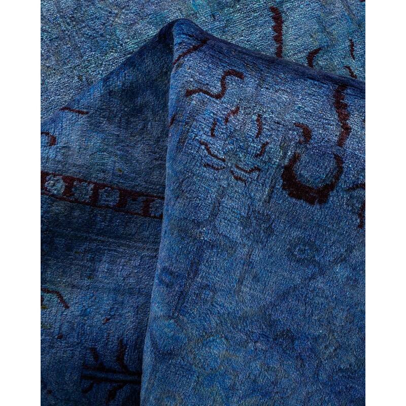 Overton Hand Knotted Wool Vintage Inspired Modern Contemporary Overdyed Purple Area Rug - 5' 2" x 7' 8"