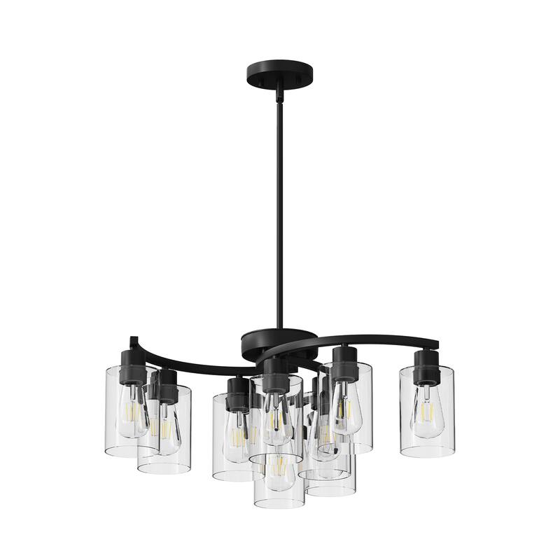 9-Light Modern Farmhouse Chandelier - Black