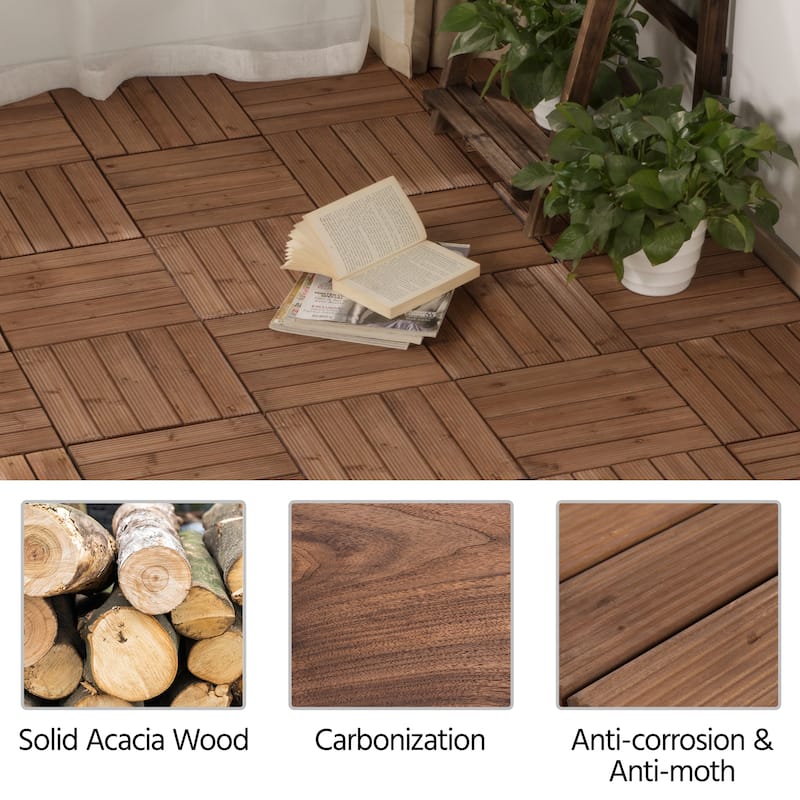 Yaheetech 27pcs 12"x12" Tiles for Patio Garden for Indoor & Outdoor