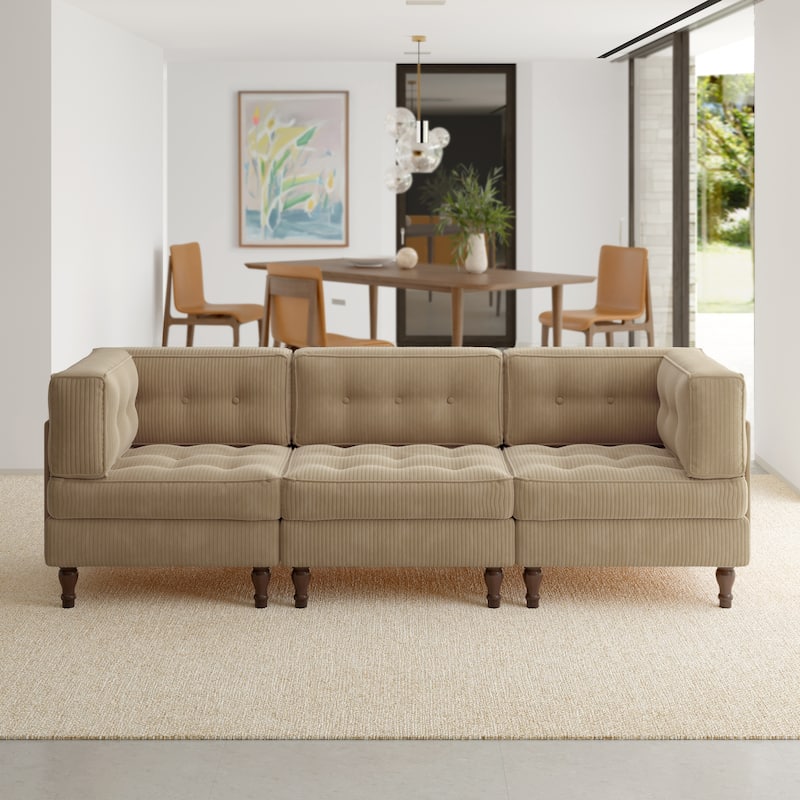 Oversized Modular Sectional Corduroy Fabric Tufted Sofa