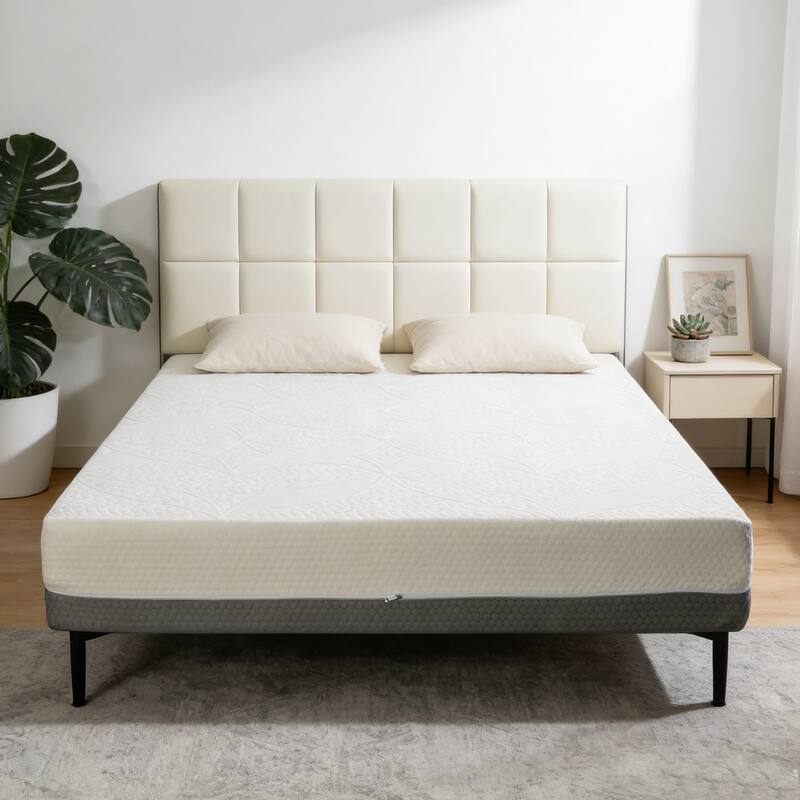 GDFStudio Kaelen 10-Inch Full Mattress with Gel-Perforated,Perforated Layers and 7-Zone Support - Full - White